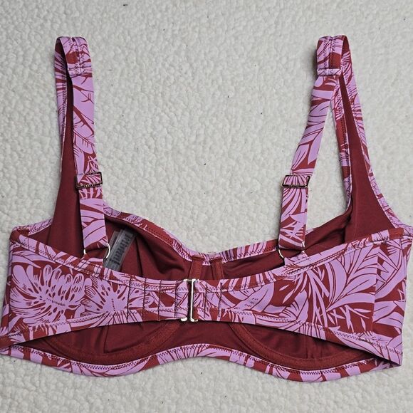 1205 NWT Essential Full-Coverage Bikini Top Sz 34DDD Tropical Purple - Picture 3 of 5